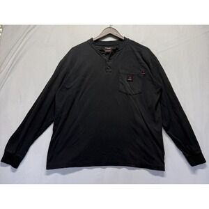 Forge FR T Shirt Mens Large Black Cotton Henley Neck Flame Resistant Workwear